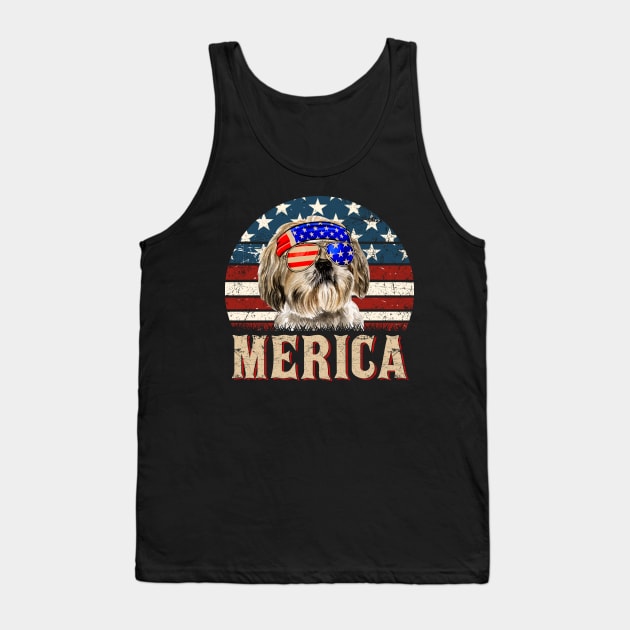 Shih Tzu American Flag | Vintage | 4th of July Tank Top by boltongayratbek